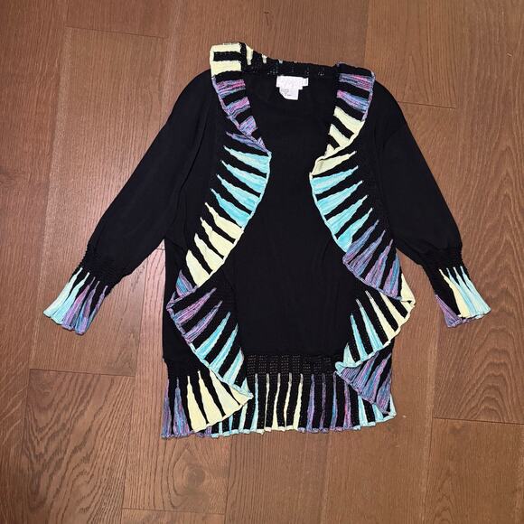 Vintage 90s Pyramid Collection Rainbow art to wear Cardigan Size Small - Picture 1 of 3